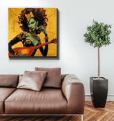 Close-up of the tranquil colors in Harmonies Bring Peace canvas.